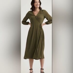 NWT Lucky Brand Olive Green Wrap Dress